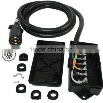 S10030 7 Way Plug Inline Trailer Cord Junction Box 6 Feet Cable Towing Wiring Connect JB-7