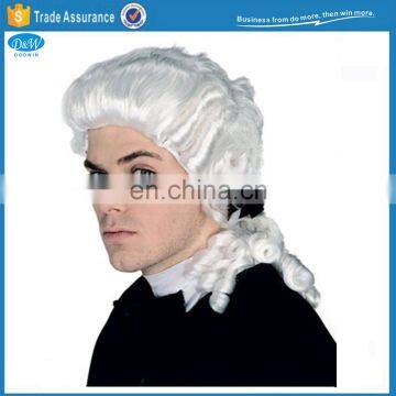 White Colonial Man Judge Wig for Party Costume Accessory