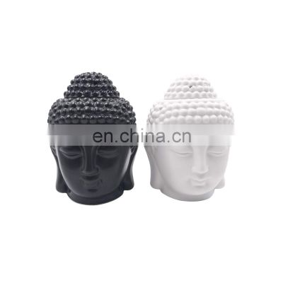 Aromatherapy Oil Essential white black theravada buddha head ceramic candle holder