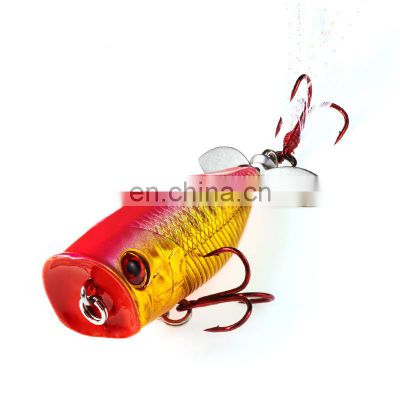 New 55mm/6.5g Fishing Hard lure Plastic Poppers Baits Top Water lures with strong treble hooks