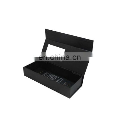 Black magnetic cardboard paper gift wig hair extension packaging boxes watch box with window