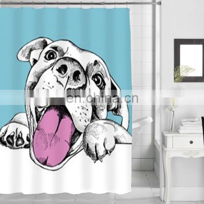 Custom polyester 3D Waterproof dog animal  shower curtain valance luxury shower curtain