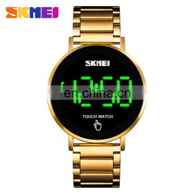 SKMEI 1550 Accept Customised Case Back Touch LED Light Men Watches Gold Digital Stainless Steel China 2019 Men's Round 1-2 Years