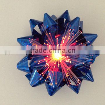 Blue CE ROHS Christmas Star Bows with Fiber Optic and LED Lights FOR EASTER Party Decoration