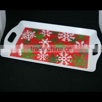 Christmas melamine party food serving tray with handles