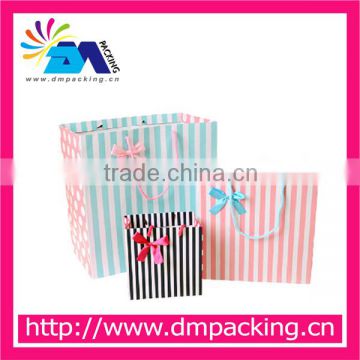 colorful strips printed shopping paper bag