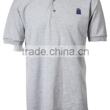100% Cotton Custom Men Heather Grey Polo Shirts with Knitted Collar and Cuffs