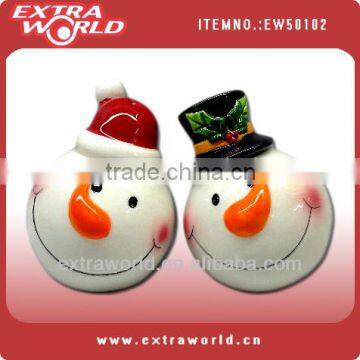 ceramic christmas snowman head salt&pepper shaker