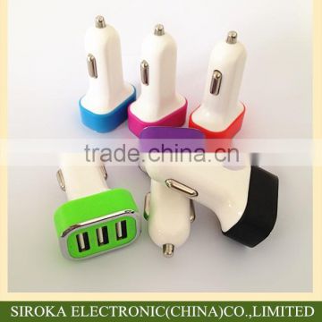 Hot selling 5V 2.1A+2.1A+1A universal triple 3 USB port micro car charger 12V DC car charger for iPad Table PC