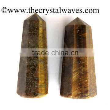 Tiger Eye Agate wholesale Pencil 6 to 8 Facets Single Terminated Point Khambhat Gujarat India crystal waves
