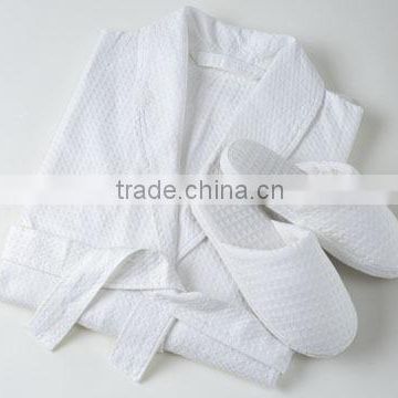 High quality white cotton robe and slipper set for spa