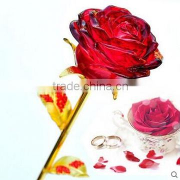 Beautiful Red Crystal Rose Flower for Wedding Favors Crystal Gifts