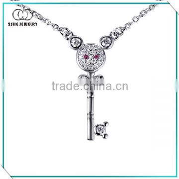 Fashion silver cute key pendant necklace