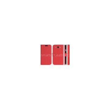 Soft Leather Wallet Phone Cases Red For Samsung Galaxy Grand 2 G7105