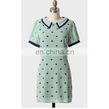 girls cute dress with peter pan collar summer dress with short sleeves guangzhou factory