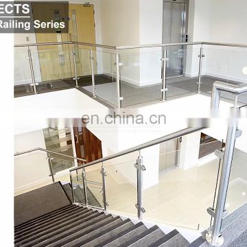 Indoor Staircase Glass Balustrade Post Stainless Steel Stair Glass Railing Clamp Designs