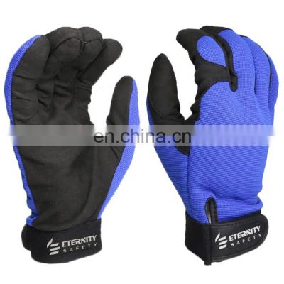 Industrial professional breathable gloves blue color mechanical light tactical gloves