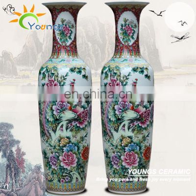 H1.2 m Tall Chinese Luxury Hand Painted Phoenix Porcelain Ceramic Floor Vase