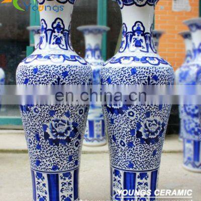 Beautiful Large Chinese Hand Painted Ceramics Floor Vases