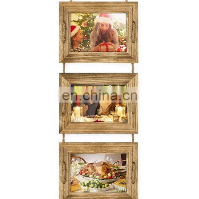 Gift Choice 5 x 7 Hanging Rope Rustic Solid Wood Photo Frame