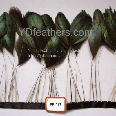 Stripped black rooster/coque/cock tail feather fringe from China