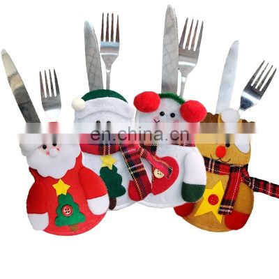 Christmas Decorations Snowman Knife Fork Cutlery Bag Tableware Holder bag Xmas ornament for home table