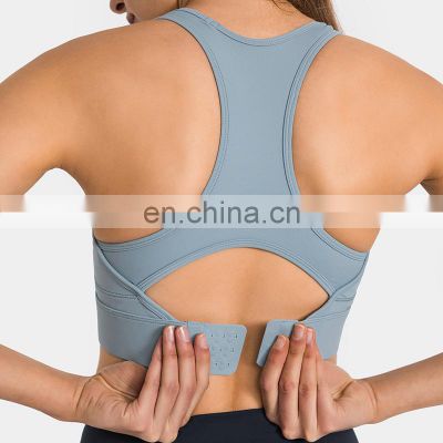 New Design Fixed Padding Adjustable Sports Bra High Impact Shockproof Yoga Bra Women Active Training Running Wear Bra Top