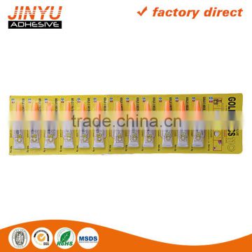 Jinyu hot sale factory price oem odm welcome 3 seconds quick dry 3g 12pcs straight card super glue