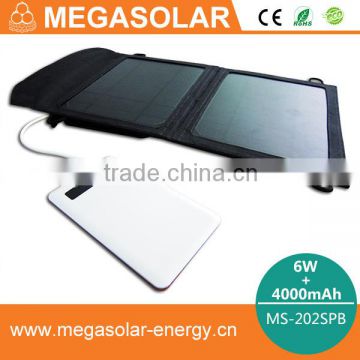 6W folding solar phone charger with 4000mAh solar power bank | Model: MS-202SPB