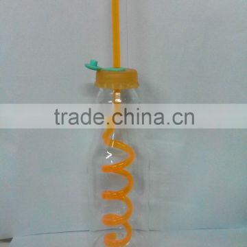 Water bottle with straw funny spiral straw juice bottle