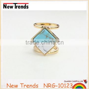 Hot sell gold plated triangle turquoise stone Indian finger ring
