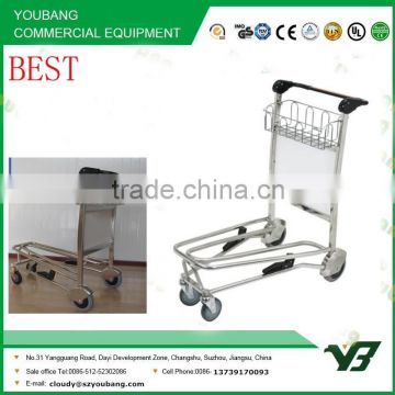 2015 best price 4 wheels 304 stainless steel airport luggage trolley with brake (YB-AT023)