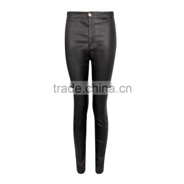 Wholesale Women Black Zip Leather Pants