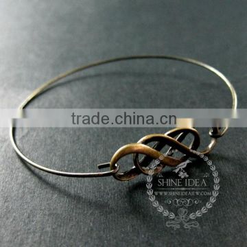 65mm diameter one end open antiqued bronze double infinity lover charm wiring fashion bangle bracelet 6450047