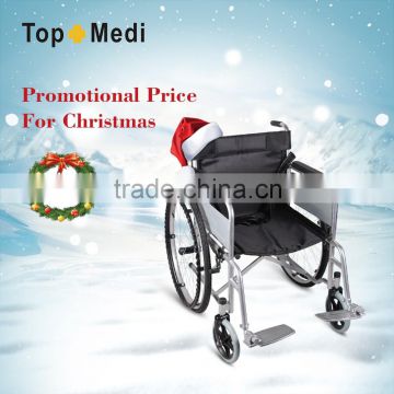 Cheap Price Steel Manual Wheelchair with Double Cross Bar for Disabled People