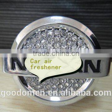 hot sale good quality oem custom metal brand logo car air freshener with diamond