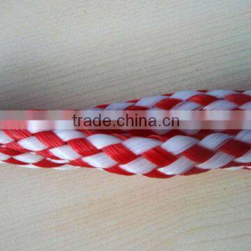 Red and White PP Hollow Braid Rope