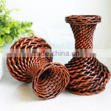 Easter empty decoration willow wicker basket for flowers vase basket with handmade