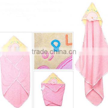hooded pink color 100% cotton baby bath towel