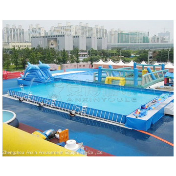 Hotsale 0.9MM PVC Outdoor Giant Above Ground Rectangle Water Park Type Metal Frame Pool