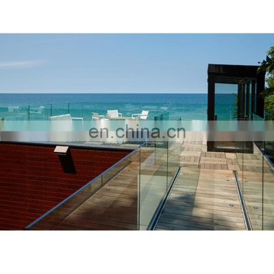 Outdoor glass handrail decking glass balcony railing with aluminum base shoe