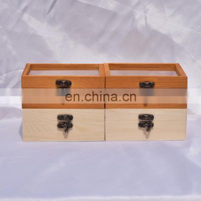 Custom Logo Cheap Wooden Box Hinge Lid Wood Keepsake Gift Boxes