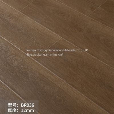 Foshan wholesale 12mm engineering panel integrated housing sun room laminate floor factory office laminate wood floor