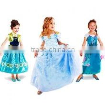 Kids girl realistic Cinderella dress for halloween costume wholesale kids princess dress (Ulik-A0134)