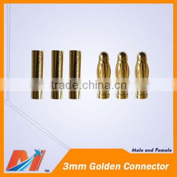 Maytech RC motor connector 3mm Golden male and female in pair