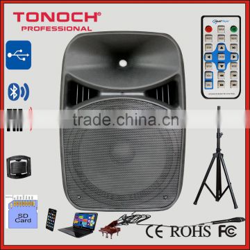 EY 15 inch active stage professional bluetooth speaker with LED Mp3 Player/USB/SD / Remote Control / FM radio/ Bluetooth