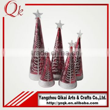 Creative red glass christmas tree with different size and good quality