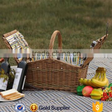 High quality willow folding 2 person picnic basket