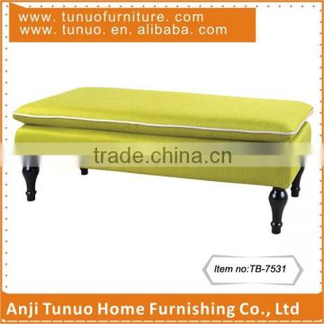 Bench,Long stool,Black rubber wood legs,Cotton cover,Piping around,TB-7531