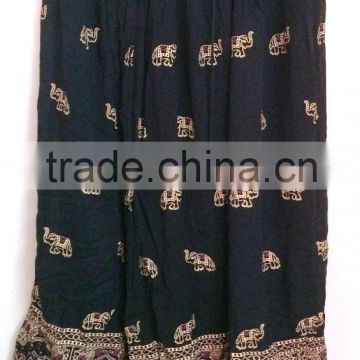 Traditional Indian Gold Print Long Summer Skirts Latest Designs